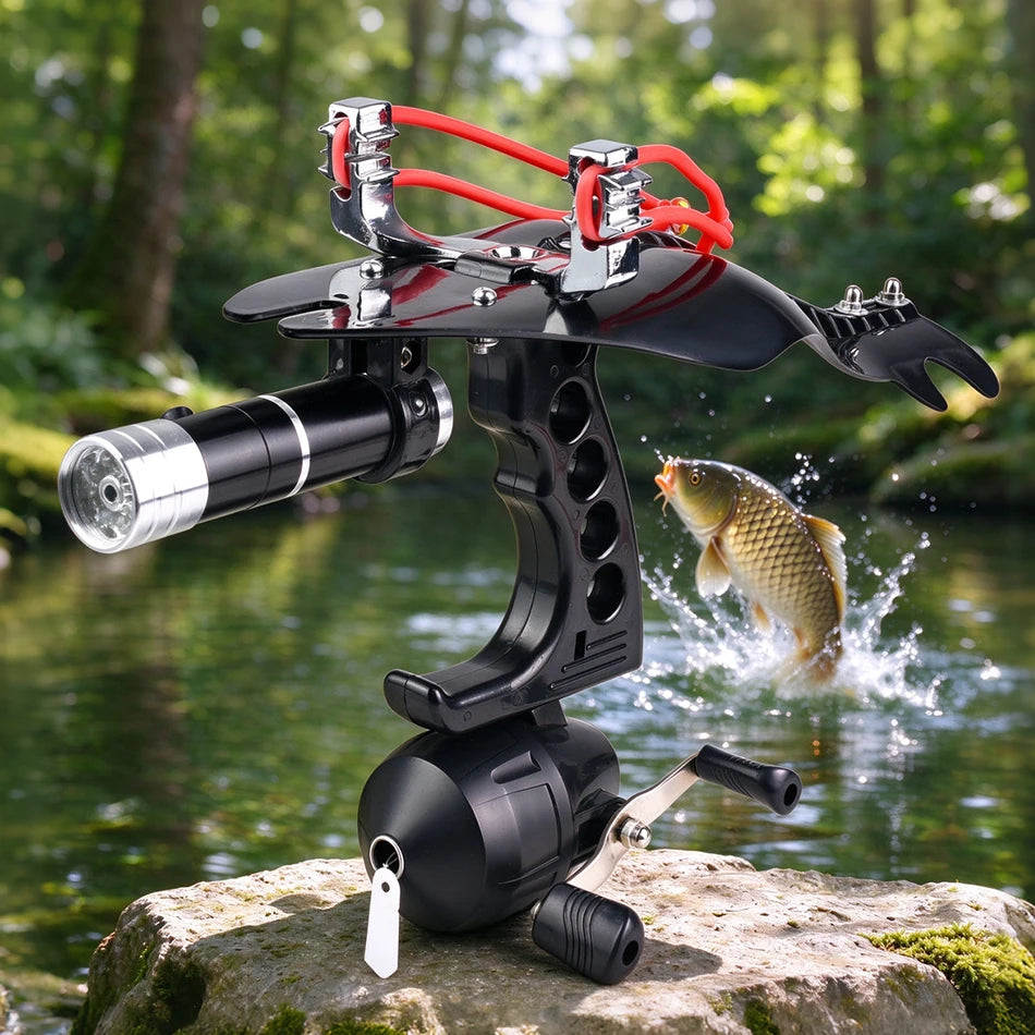 Precision Metal Slingshot With Protective Plate And Reel For Hunting