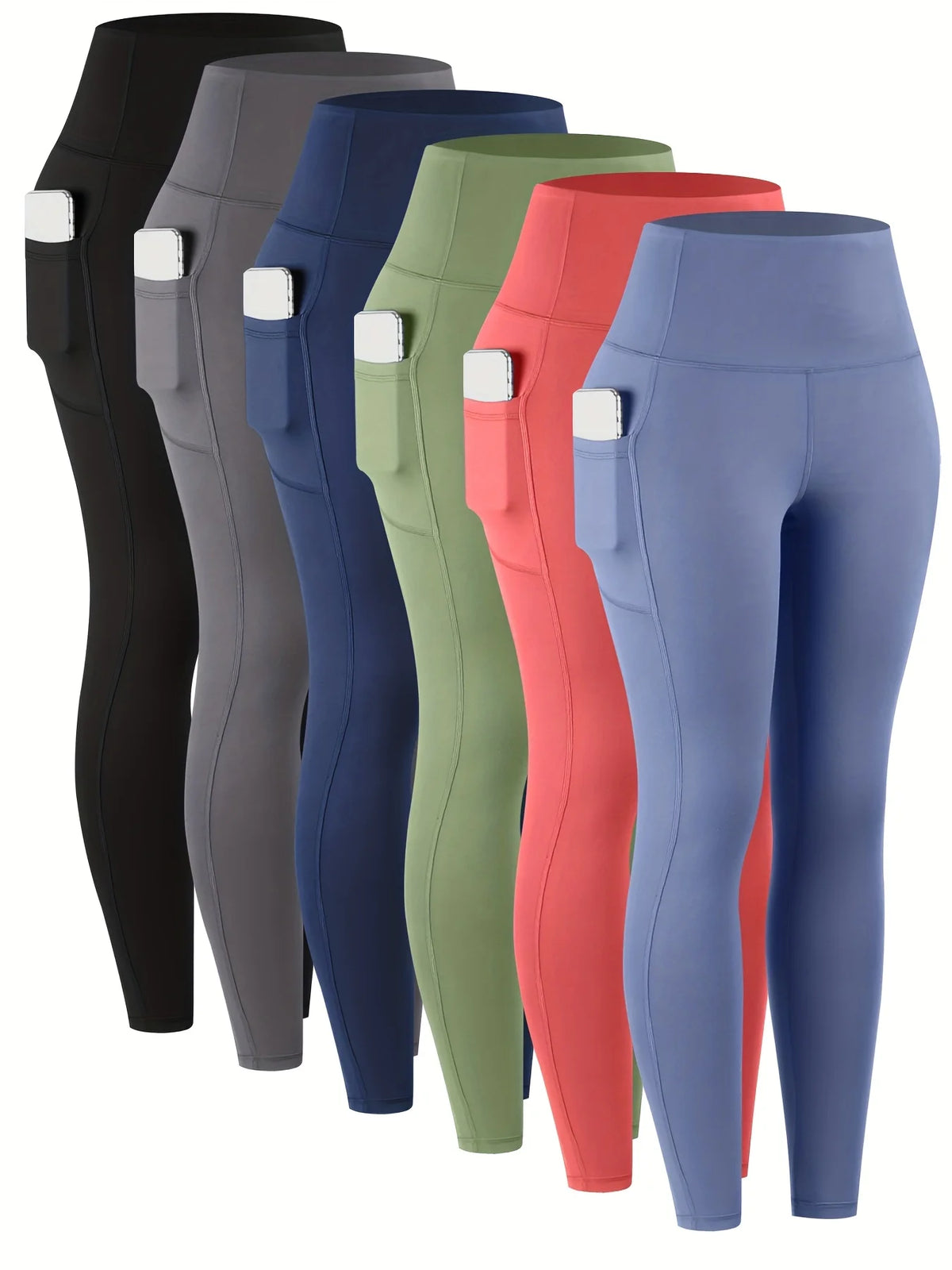 Women High Waist Cotton Modal Six Pockets Workout Yoga Leggings