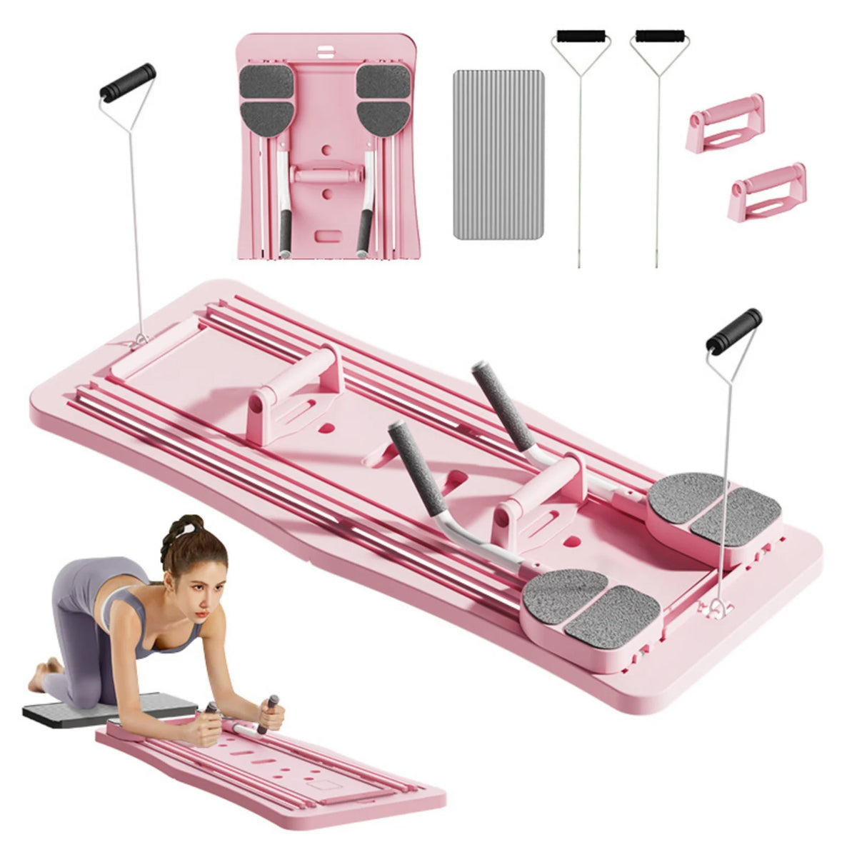 Foldable Home Workout Board With Resistance Bands and Knee Pad