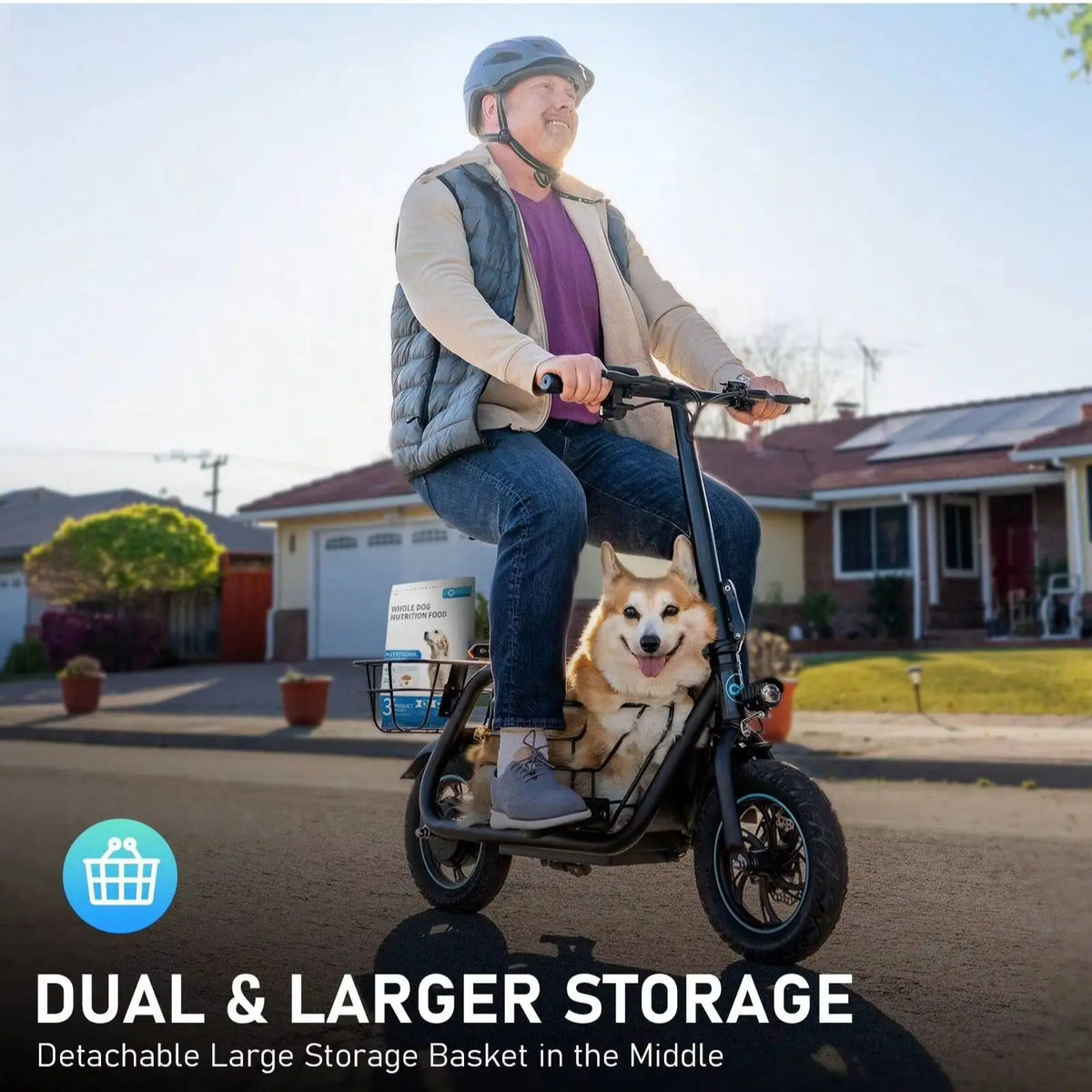Gyroor Foldable Electric Scooter With Pet Basket For Adults