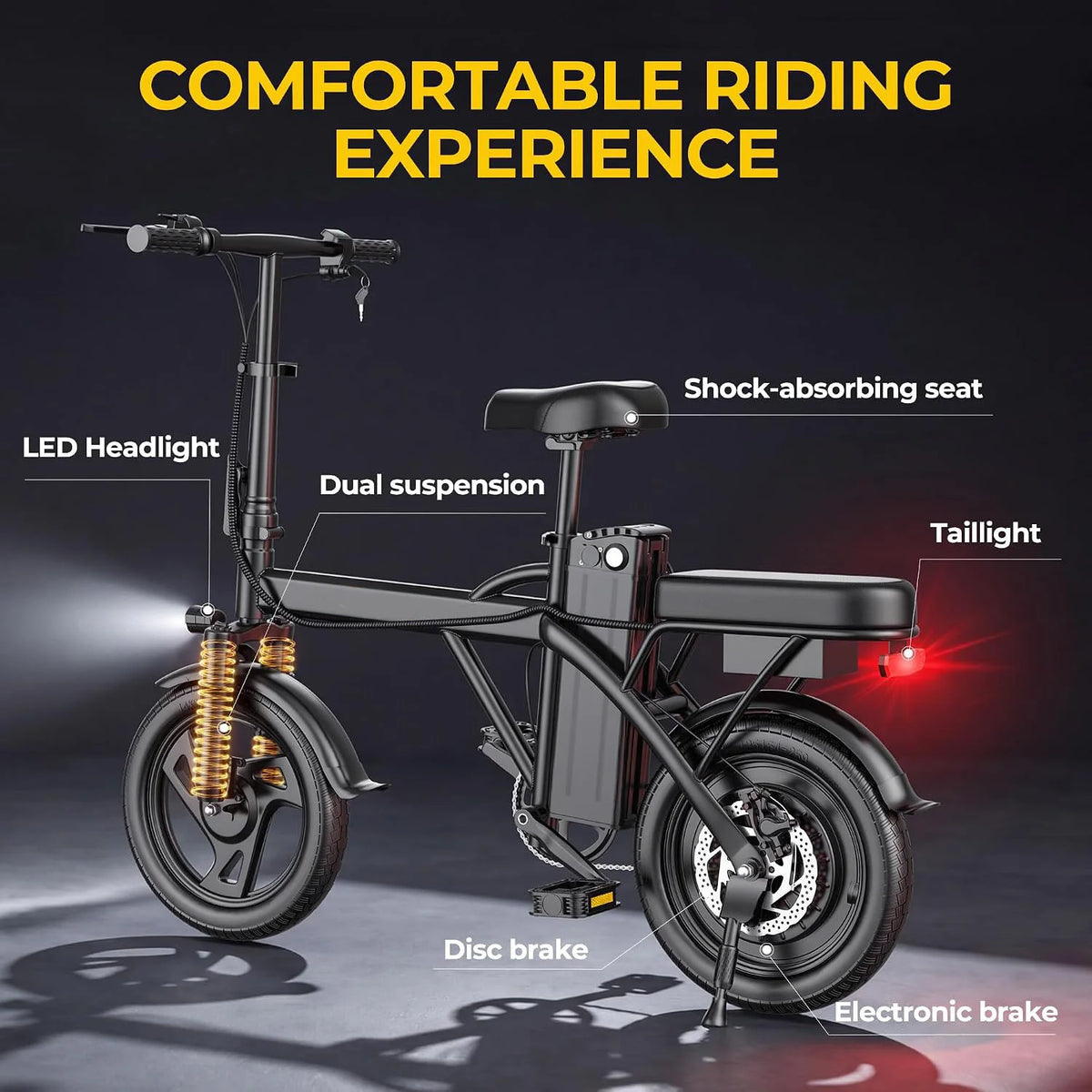 AOVOPRO Foldable Mini Electric Bike Dual Seat Long Range
