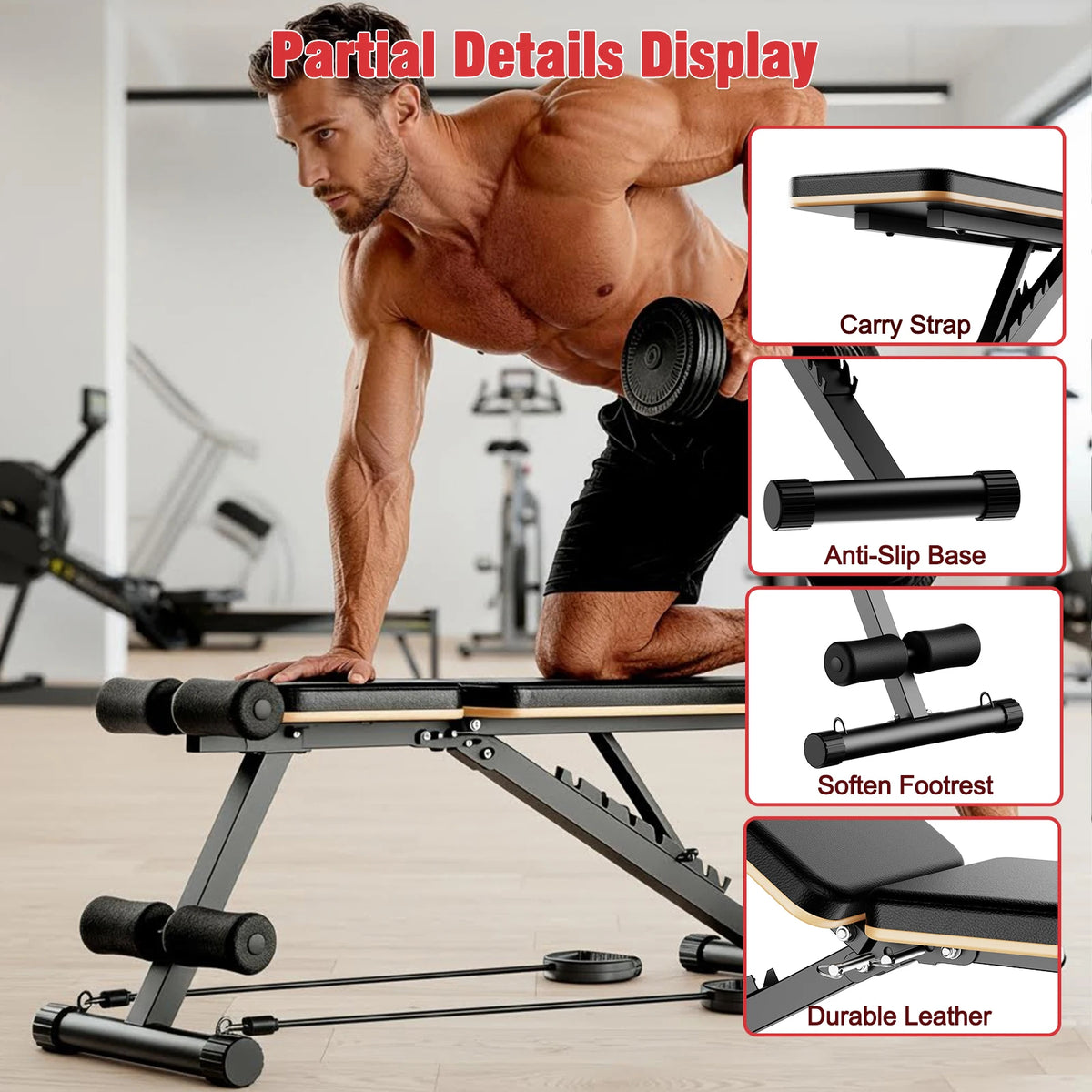 Multifunctional Adjustable Foldable Dumbbell Gym Weight Bench