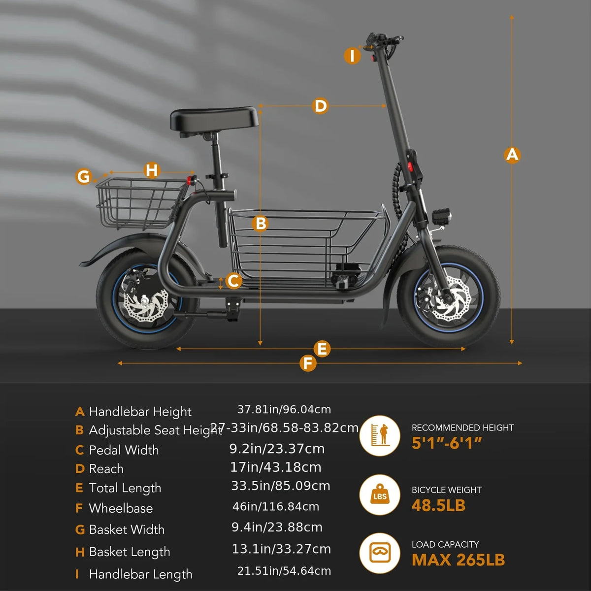 Gyroor Foldable Electric Scooter With Pet Basket For Adults