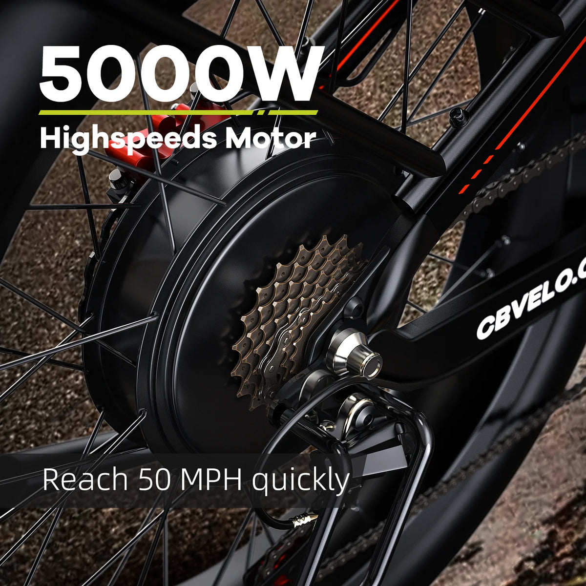 Cybervelo 5000W Fat Tire Electric Bike All Terrain Commuter Seven Speed