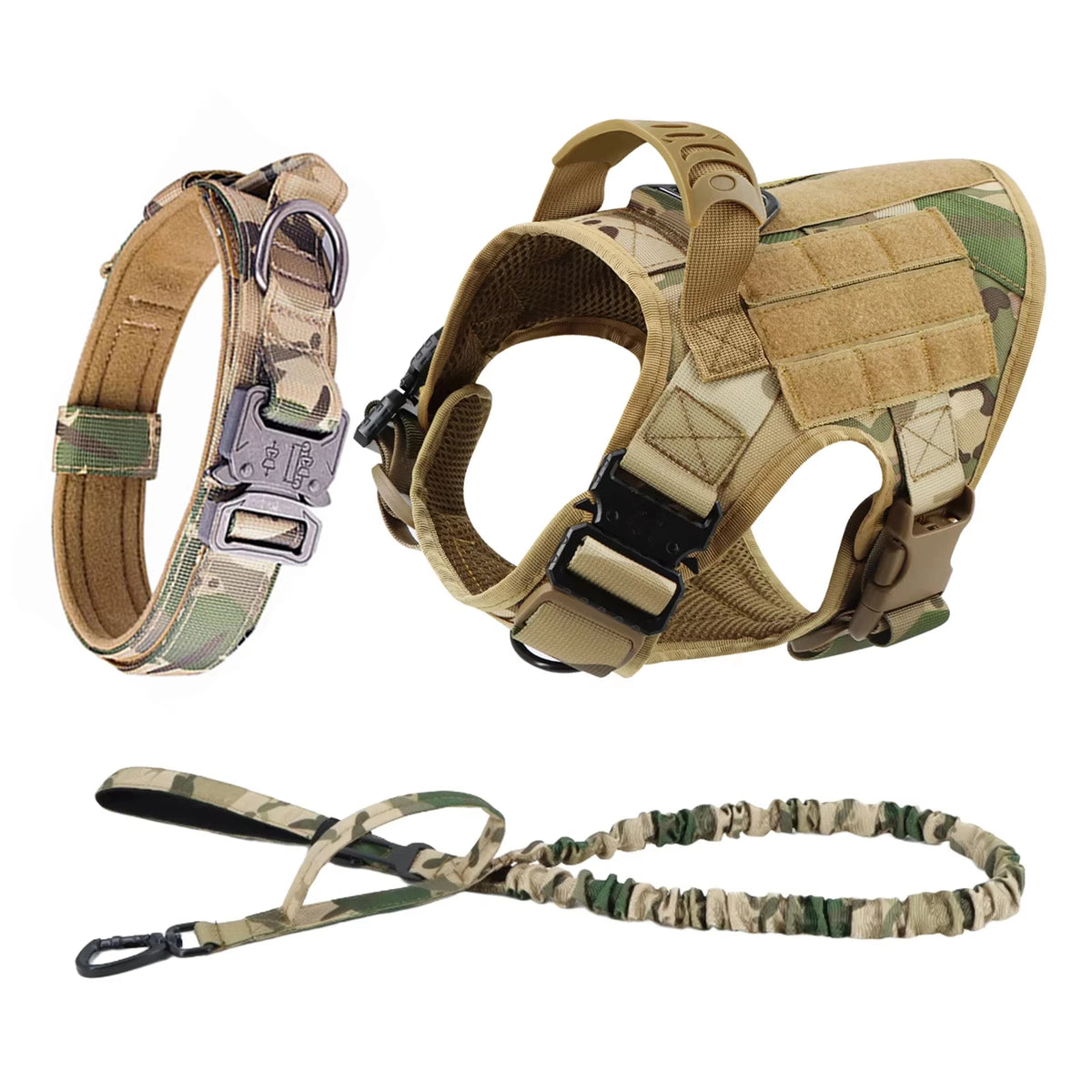 Adjustable Tactical Dog Harness Collar And Leash Set