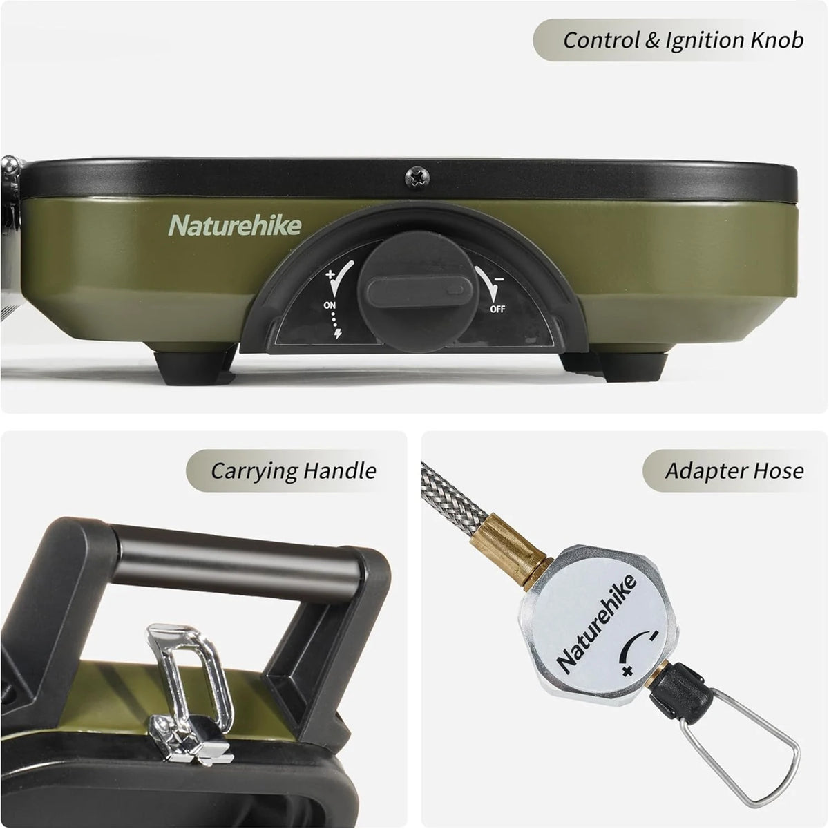Naturehike Portable Folding Dual Burner Camping Gas Stove with Griddle