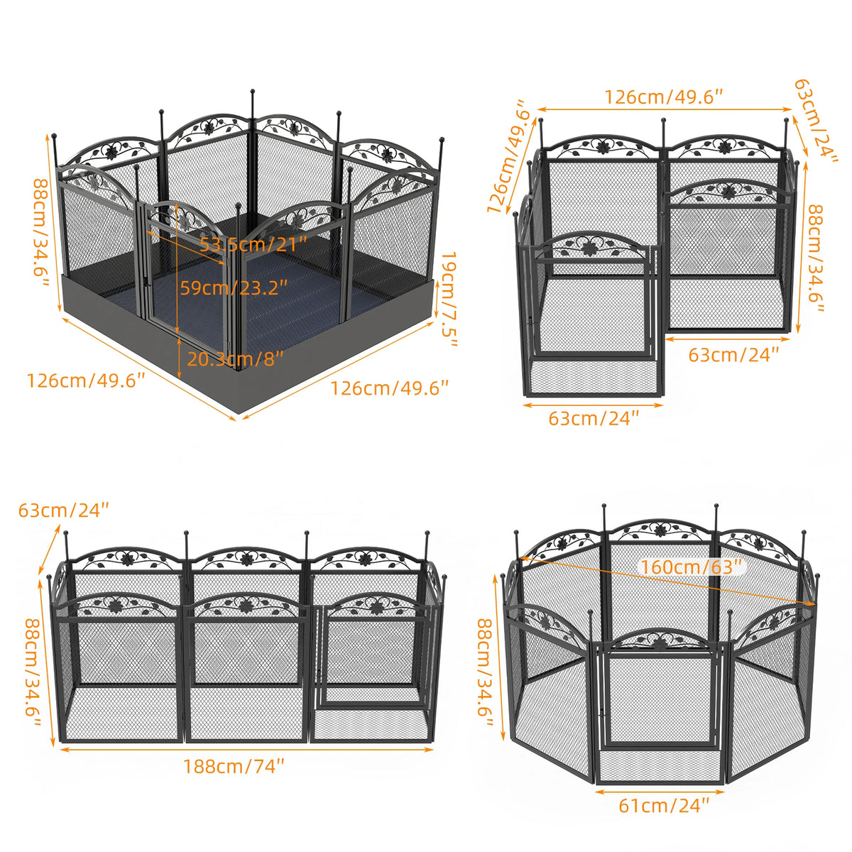 Bingopaw 8 Panel Metal Dog Playpen For Indoor Whelping Kennel
