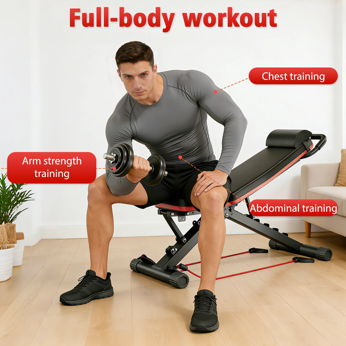 Multi Functional Foldable Dumbbell Bench For Full Body Training