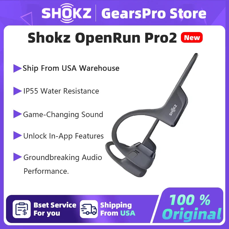 Shokz OpenRun Pro Wireless Sports Earphones Featuring Noise Cancelling Mic
