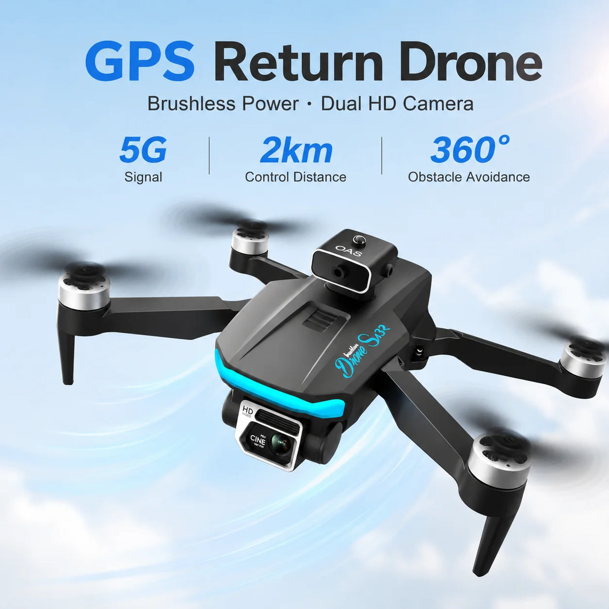 Znlyrion S132 Dual Camera Foldable RC Drone With App Control