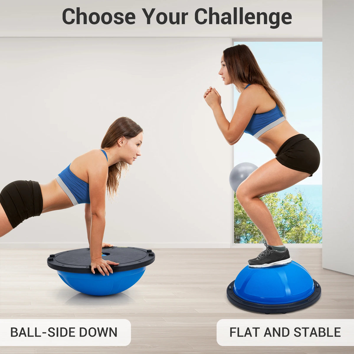 Half Exercise Ball Trainer With Resistance Bands And Air Pump