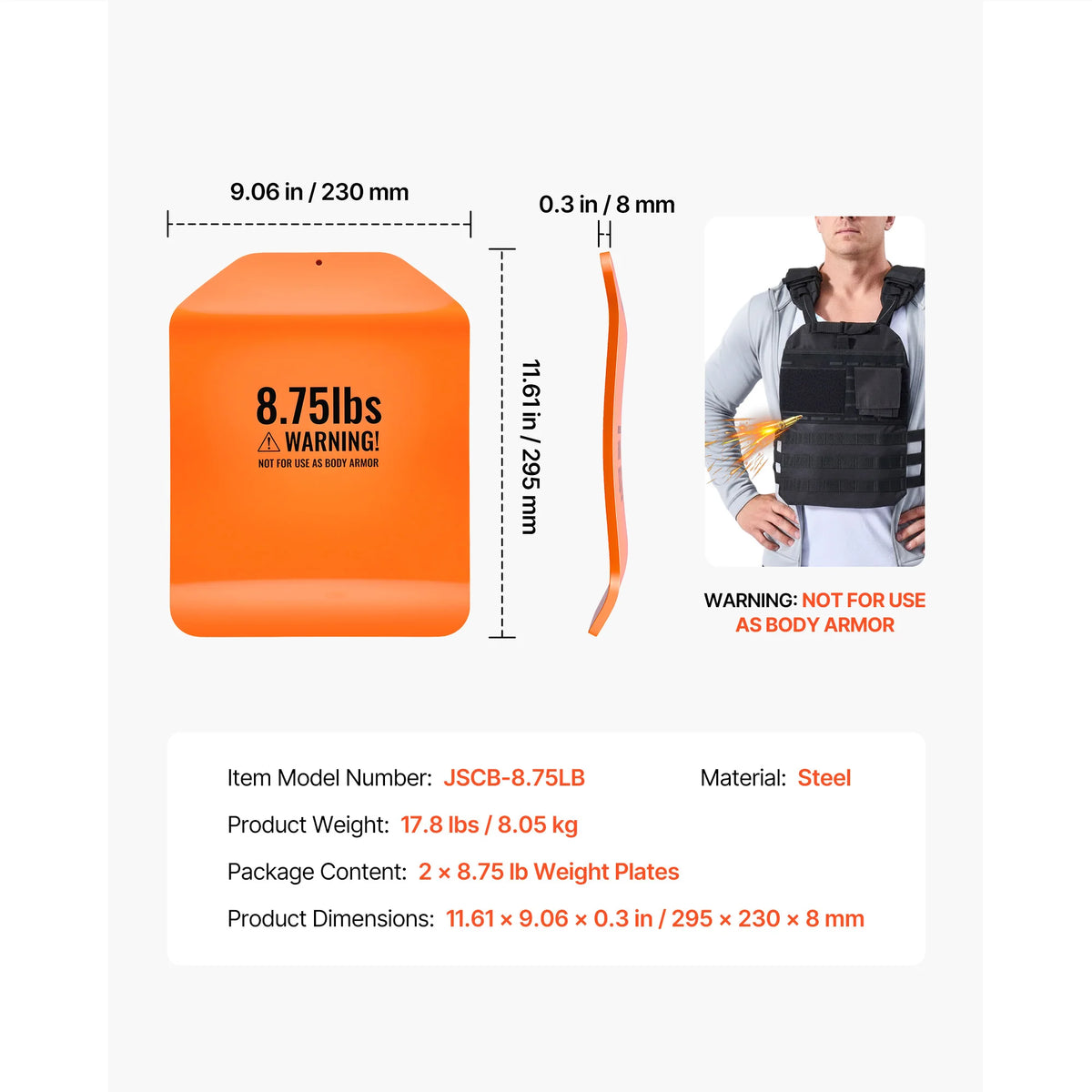 SucceBuy Curved Steel Weight Vest Plates for Fitness Training