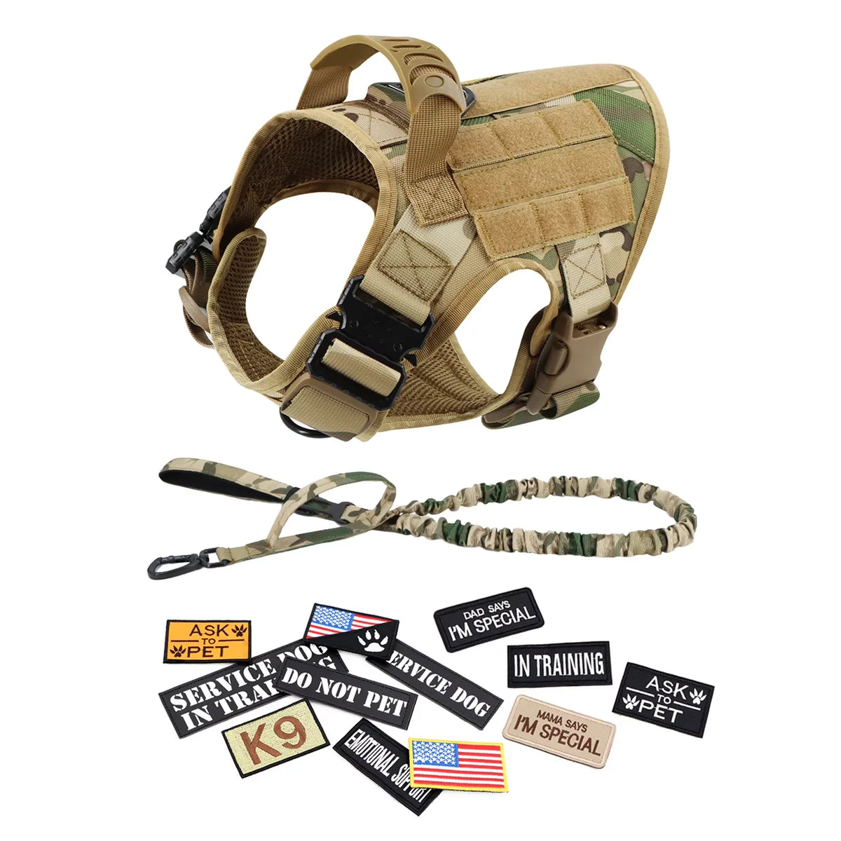 PETRAVEL Tactical Dog Harness Vest With Quick Release Buckles