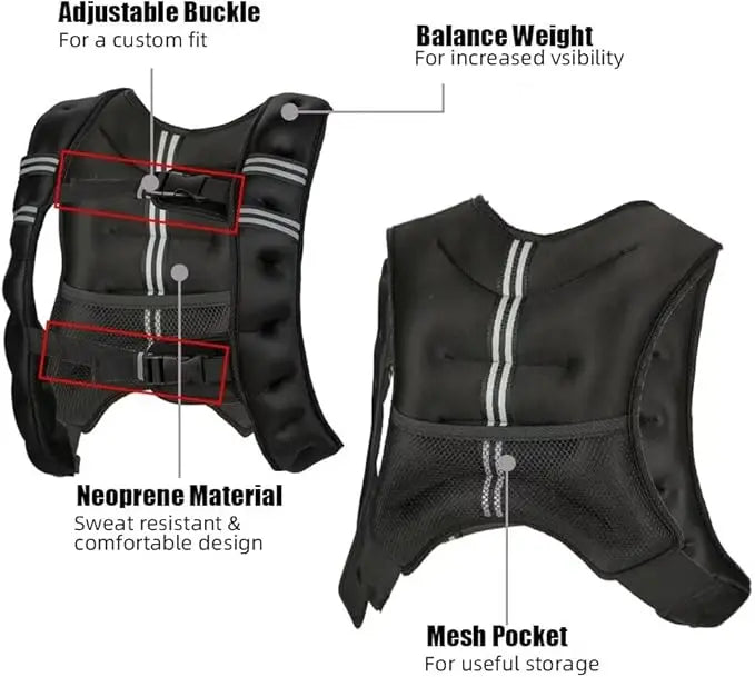 Unisex Adjustable Weighted Vest For Gym Workout Training Strength