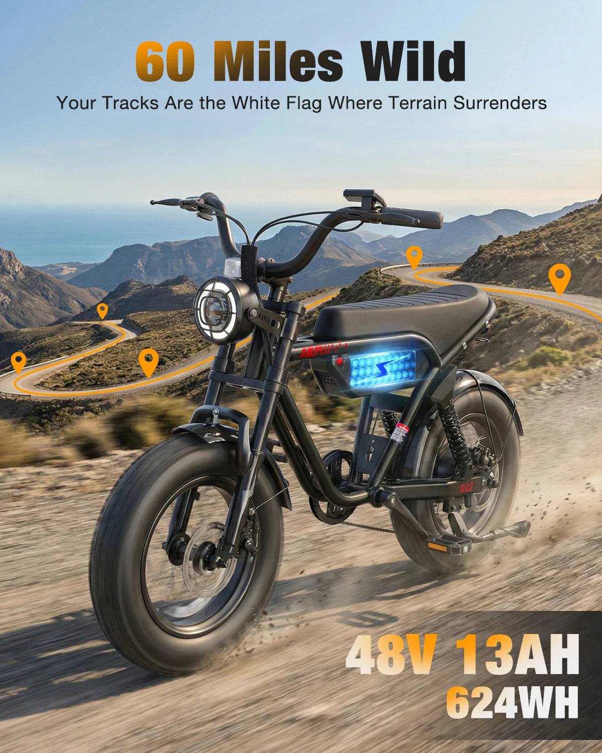 Hopepeak D10 Electric Mountain Bike With 1500W Motor Full Suspension
