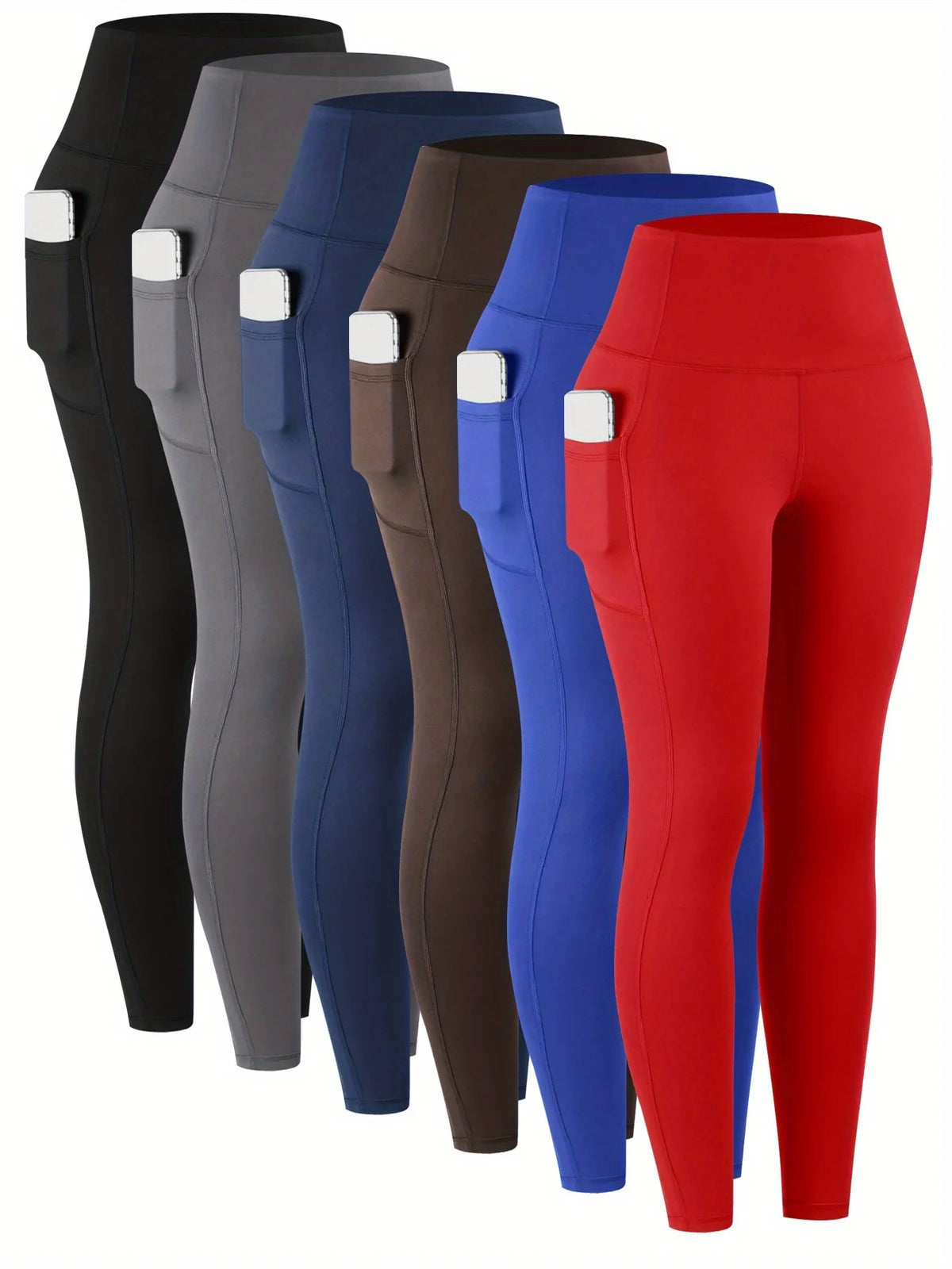 Women High Waist Cotton Modal Six Pockets Workout Yoga Leggings