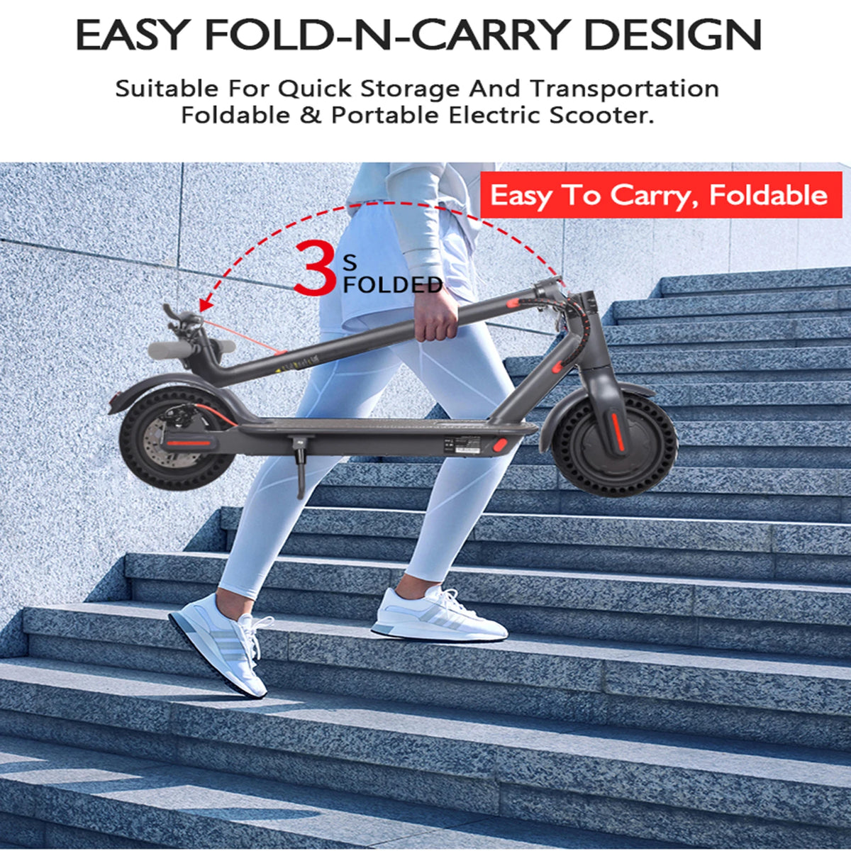 Lightweight Foldable Electric Scooter D8 Pro Portable Dual Brake Commuter