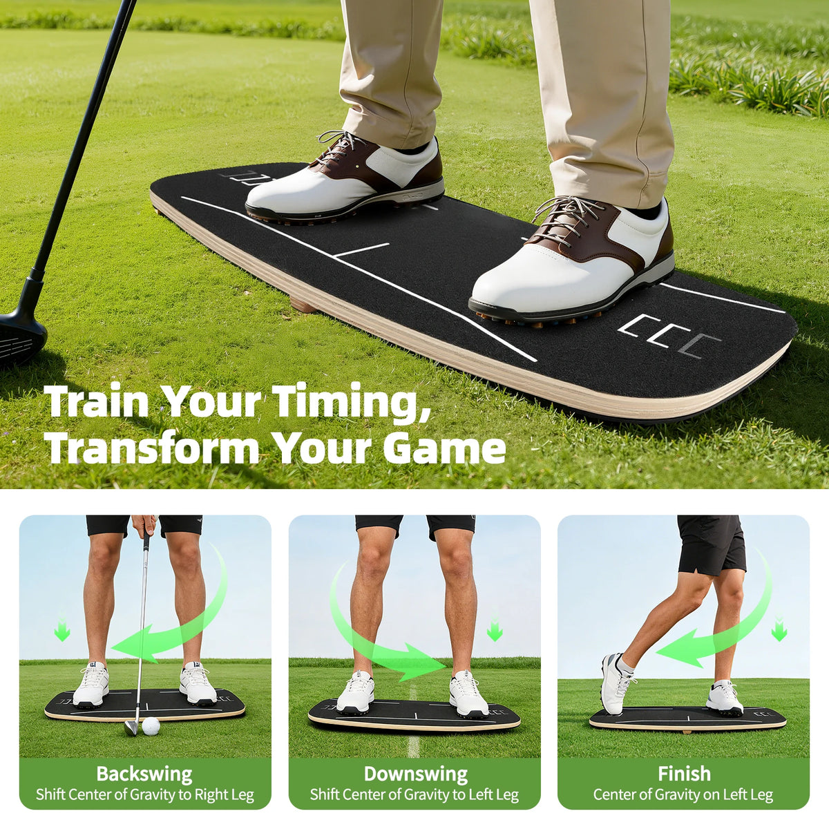 Professional Wooden Golf Weight Transfer Pressure Board Trainer