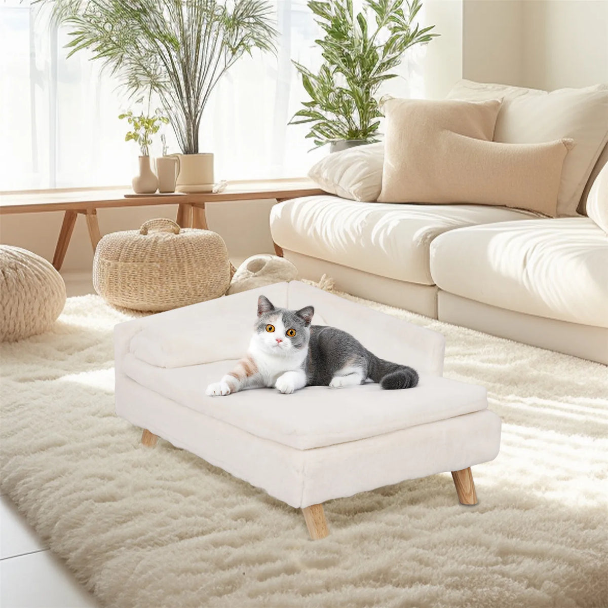 Bingopaw Raised Waterproof Pet Sofa Plush Cushion Elevated Design