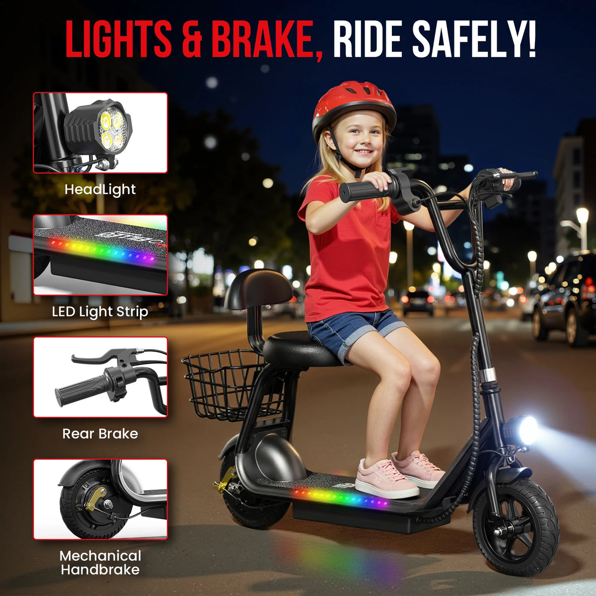 Eilleo Spacewalk Foldable Kids Electric Scooter With Seat
