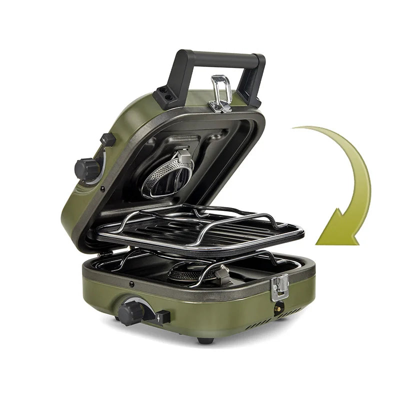 Naturehike Portable Folding Dual Burner Camping Gas Stove with Griddle