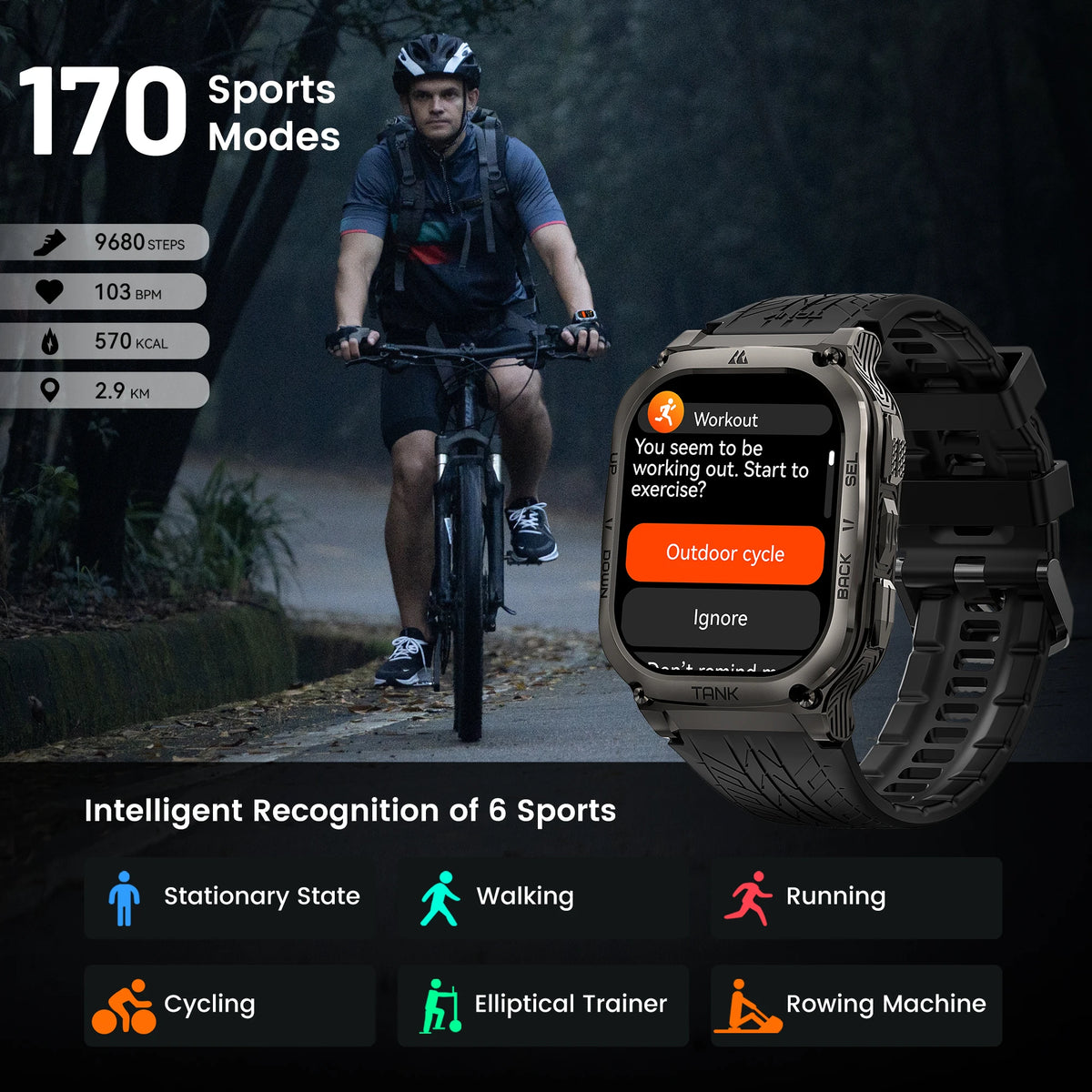 Kospet Tank M3 Smartwatch With Amoled Screen And Bluetooth Fitness