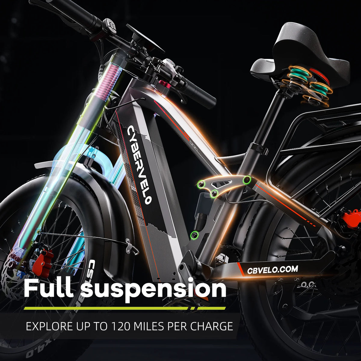 Cybervelo 5000W Fat Tire Electric Bike All Terrain Commuter Seven Speed