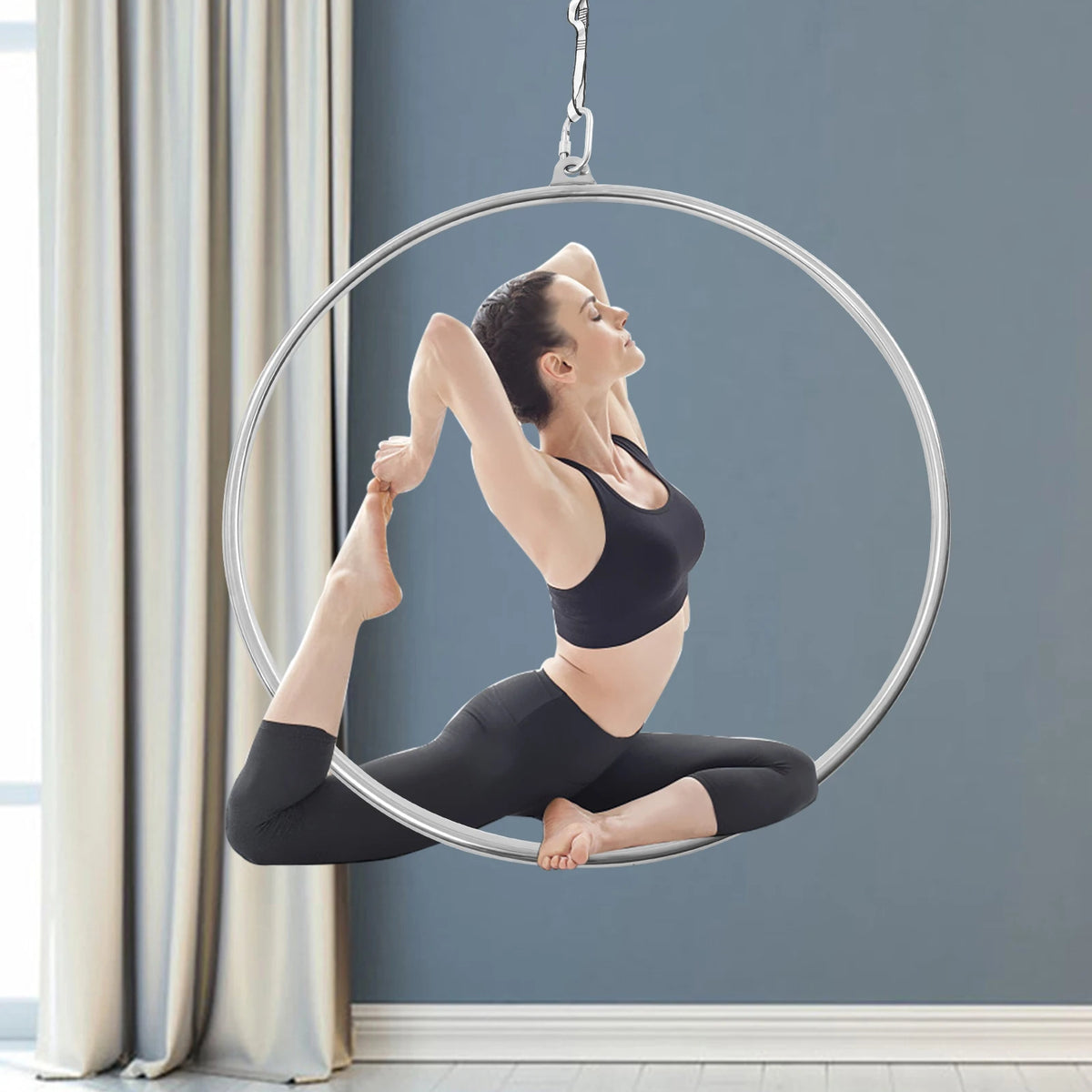 Heavy Duty Stainless Steel Aerial Hoop For Home Yoga Fitness