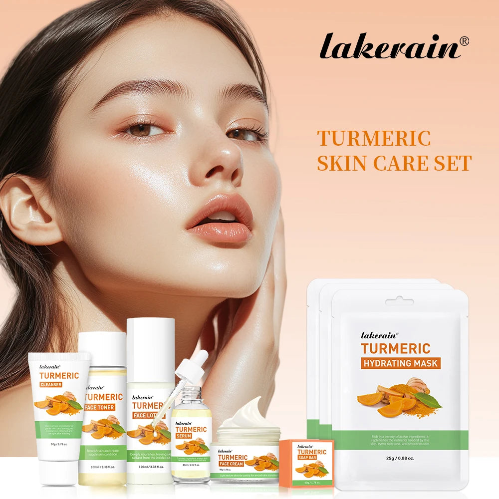 Lakerain Brightening Turmeric Skincare Cleanser Toner Serum And Cream Set