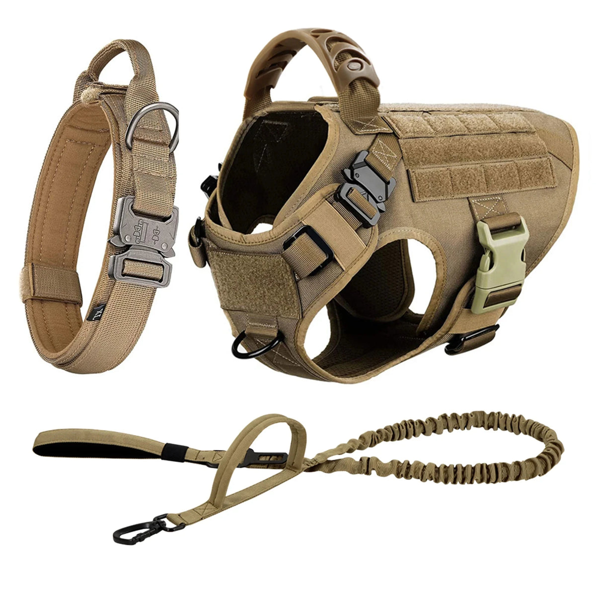 Adjustable Tactical Dog Harness Collar And Leash Set
