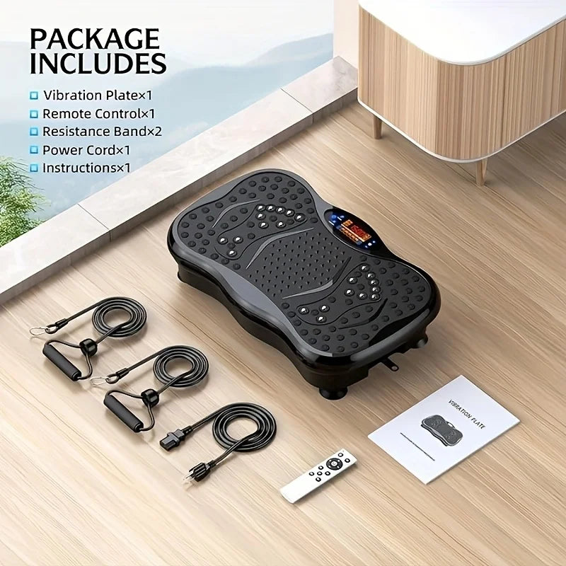 BZEQ Compact Vibration Exercise Platform With Resistance Bands
