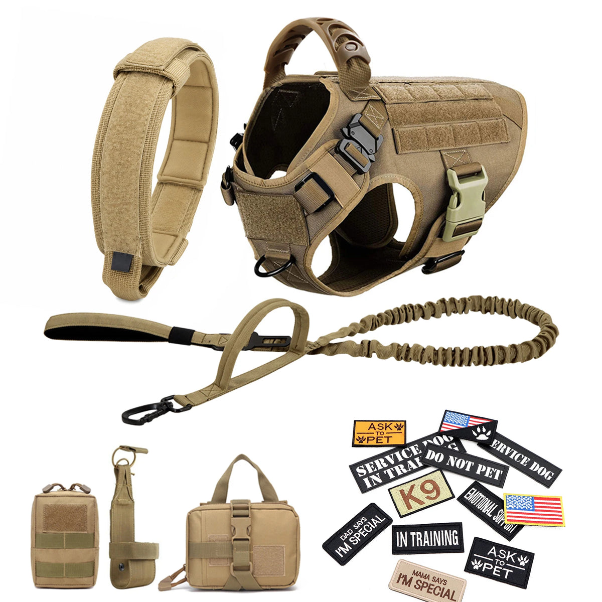 PETRAVEL Tactical Dog Harness Vest With Quick Release Buckles