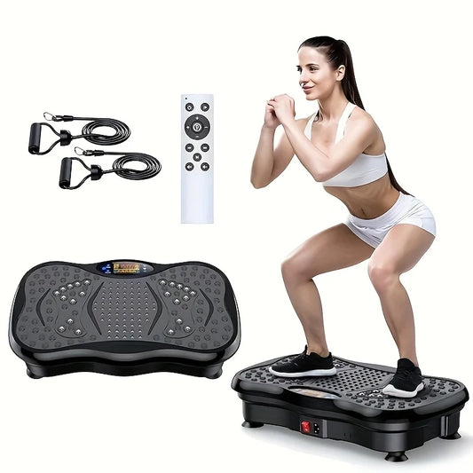 BZEQ Compact Vibration Exercise Platform With Resistance Bands