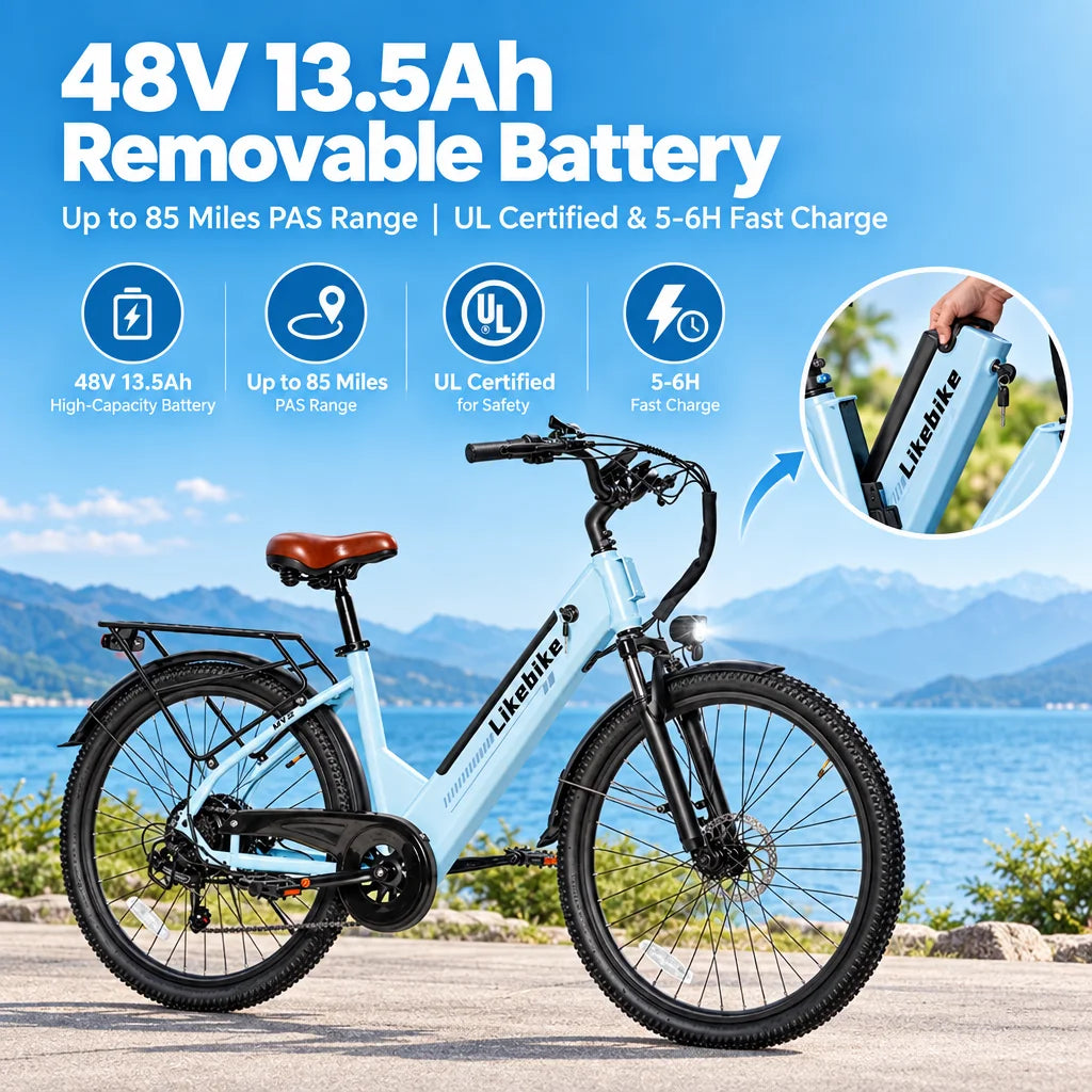Adults Commuter Electric Bike With Removable Battery And Shimano Gears