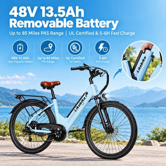 Adults Commuter Electric Bike With Removable Battery And Shimano Gears
