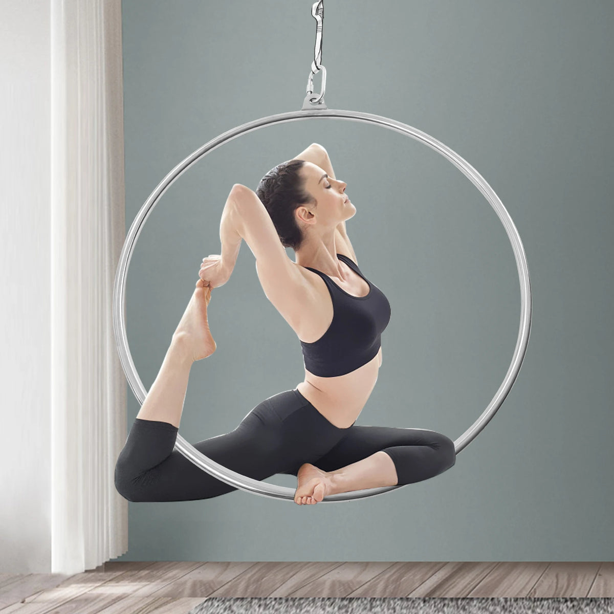Heavy Duty Stainless Steel Aerial Hoop For Home Yoga Fitness
