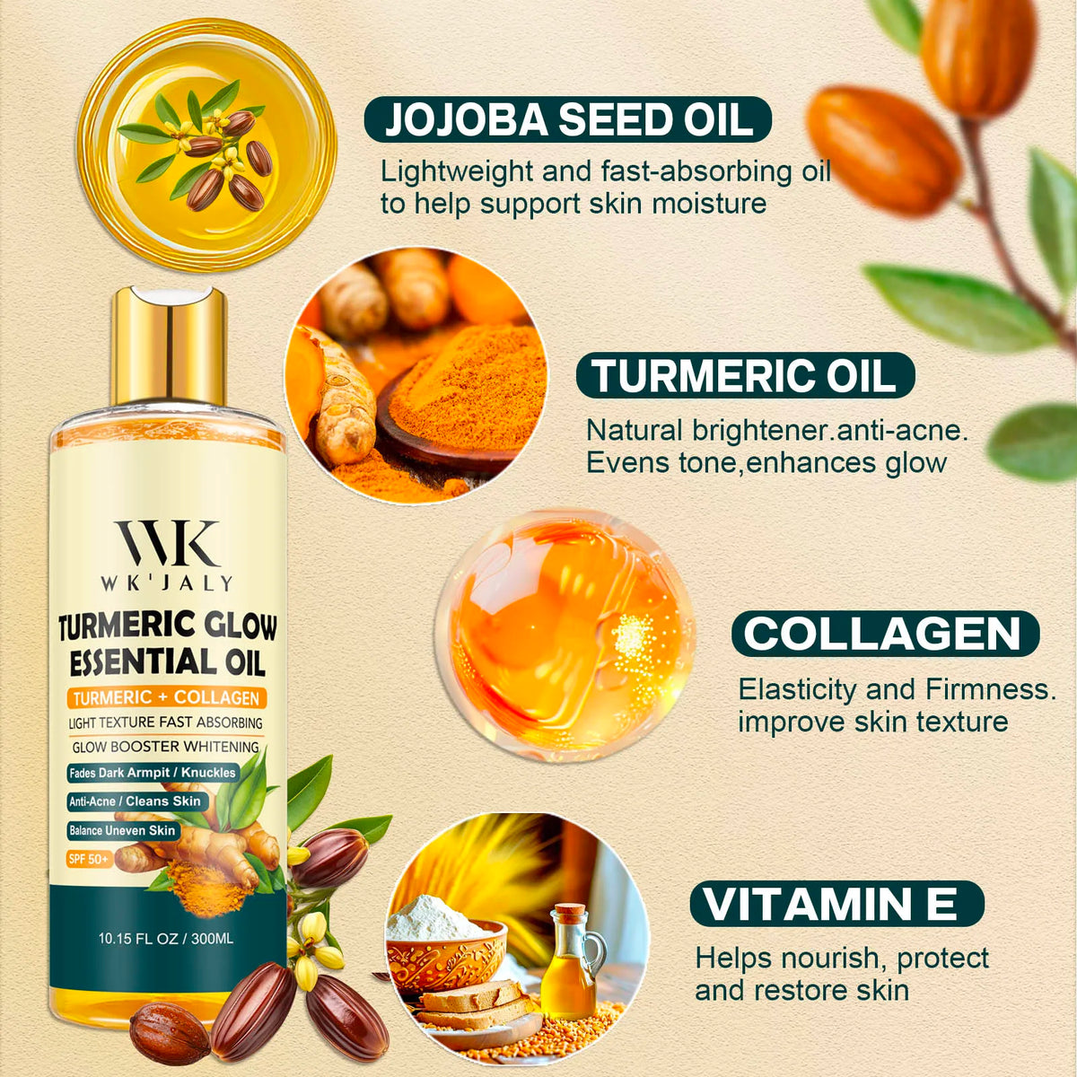 Wkjaly Turmeric Glow Essential Oil For Moisturizing And Radiant Skin