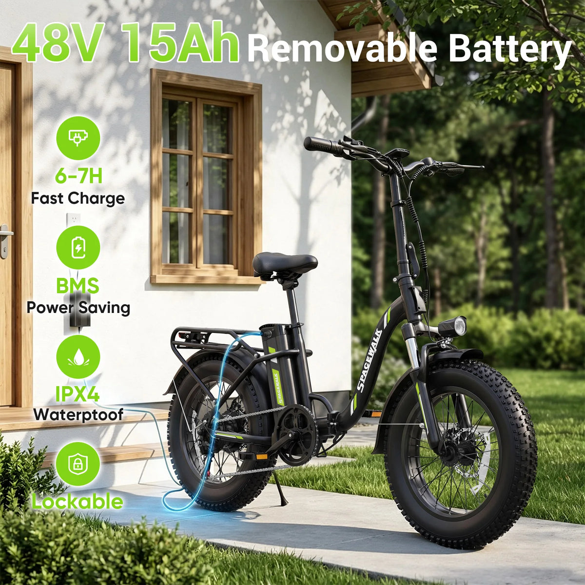 Eilleo Spacewalk Foldable Electric Bicycle With Removable Battery