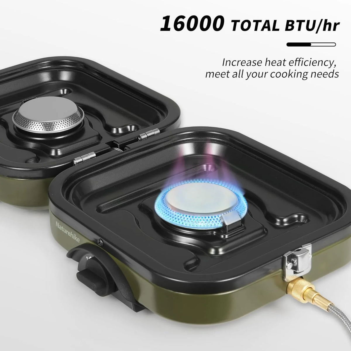 Naturehike Portable Folding Dual Burner Camping Gas Stove with Griddle