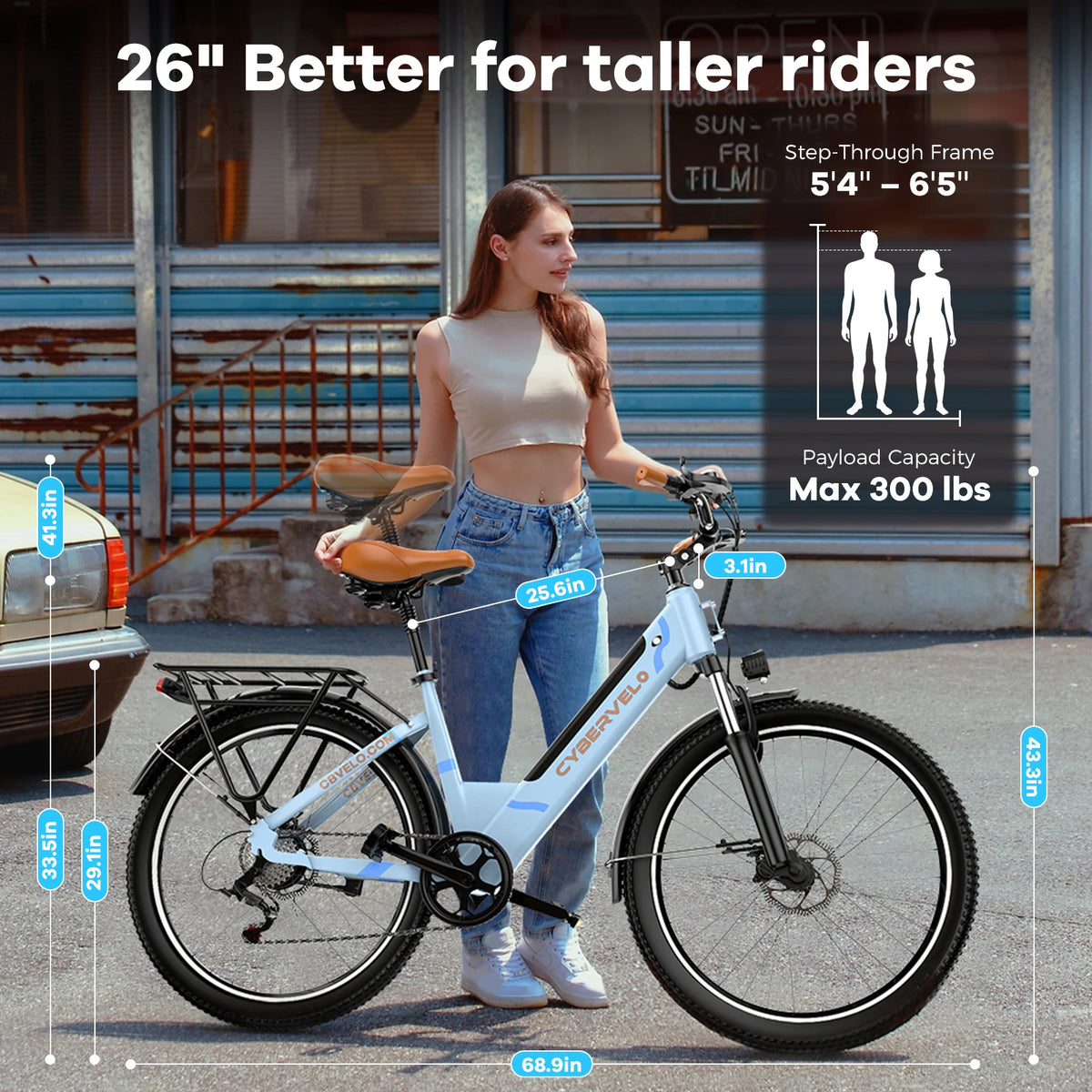 Cybervelo Urban Commute Electric Bicycle With Detachable Battery