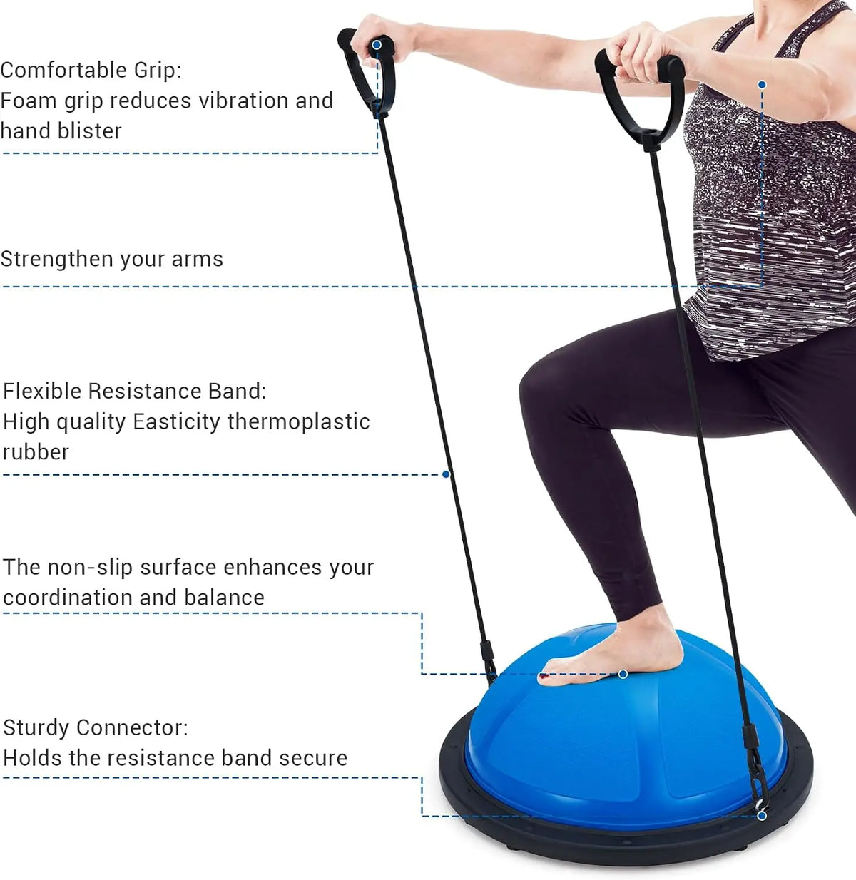 Tacleekii Half Balance Ball Core Workout Trainer With Included Pump