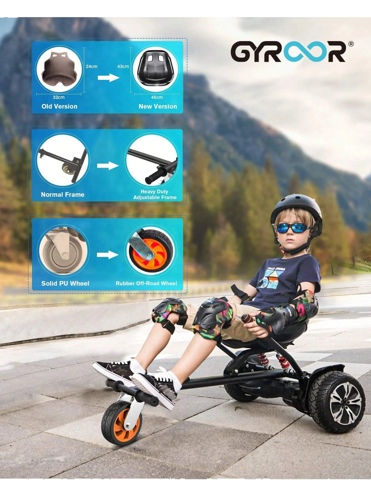 Gyroshoes Kids Electric Hoverboard Combined With Go Kart