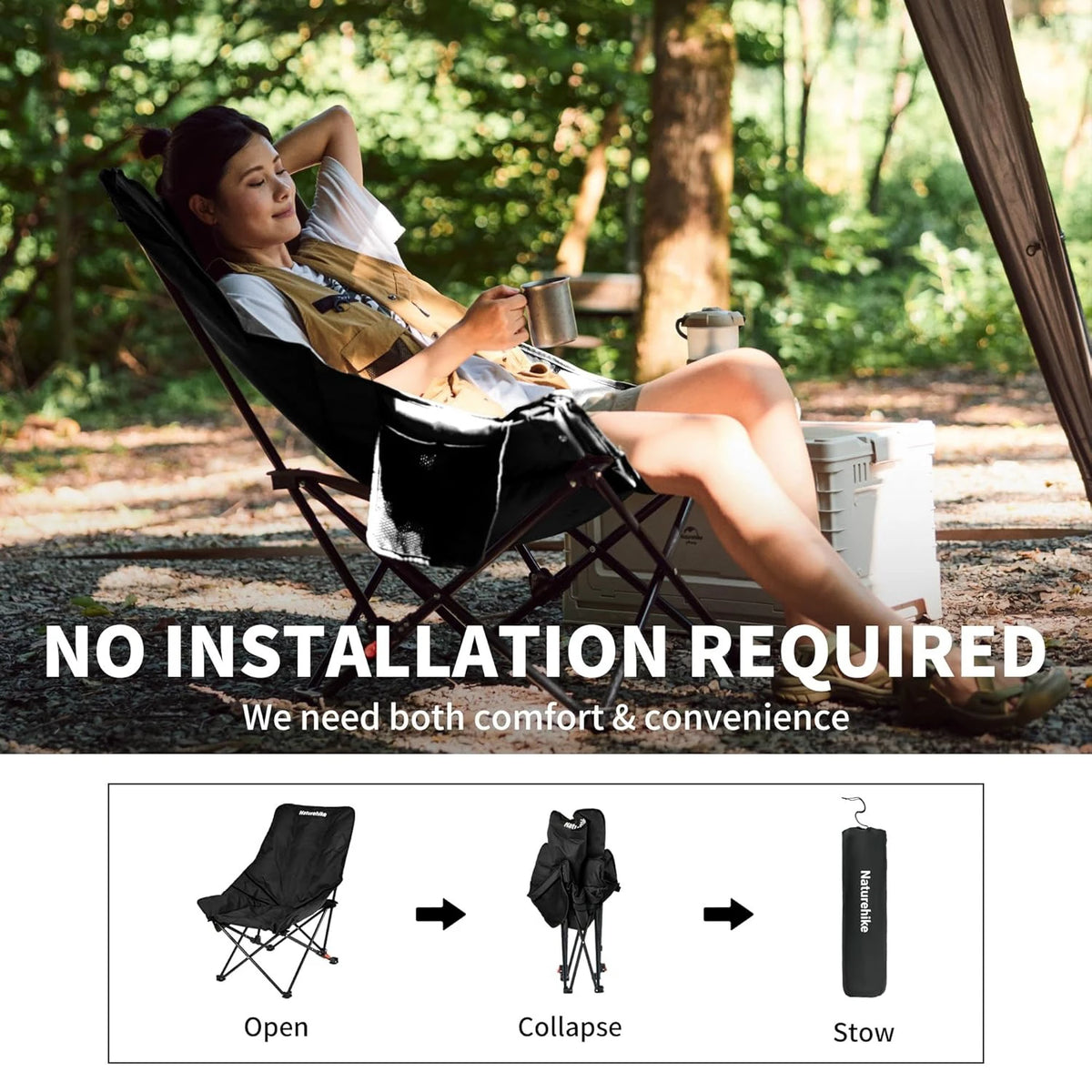 Naturehike Adjustable Outdoor Folding Camping Moon Chair Portable