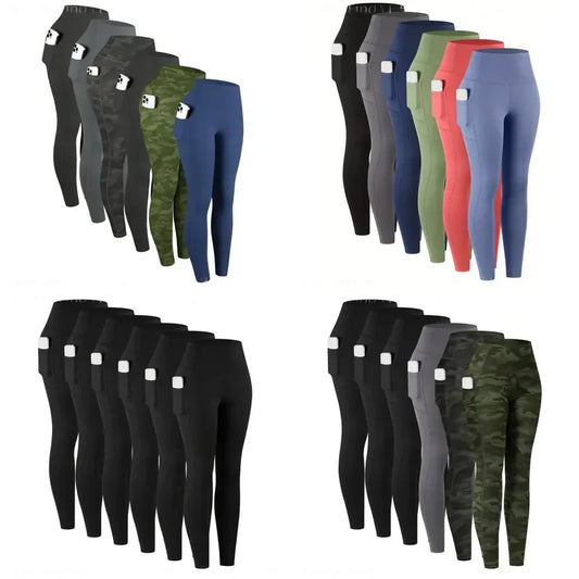 Women High Waist Cotton Modal Six Pockets Workout Yoga Leggings