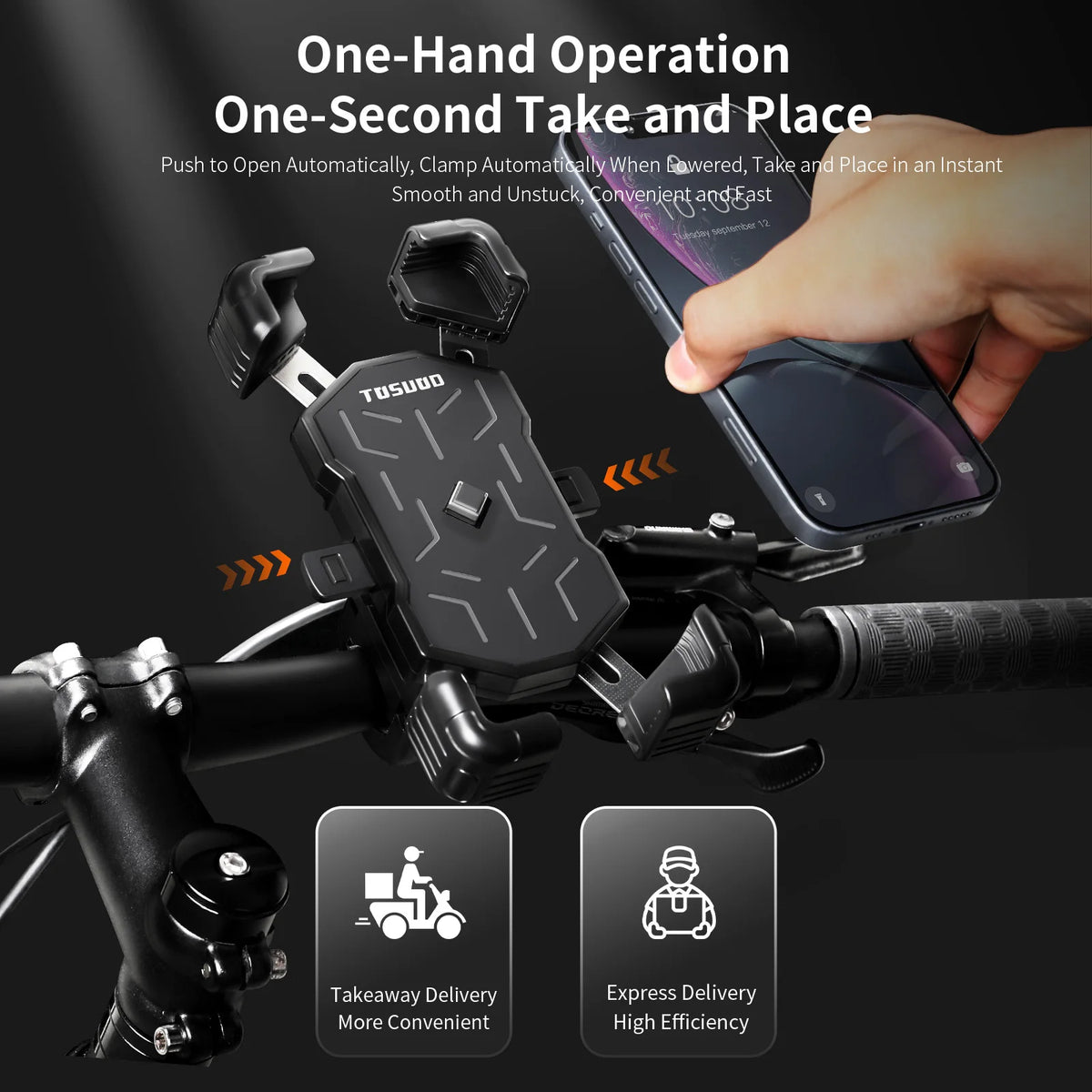 TOSUOD Automatic Locking Bicycle Handlebar Phone Mount