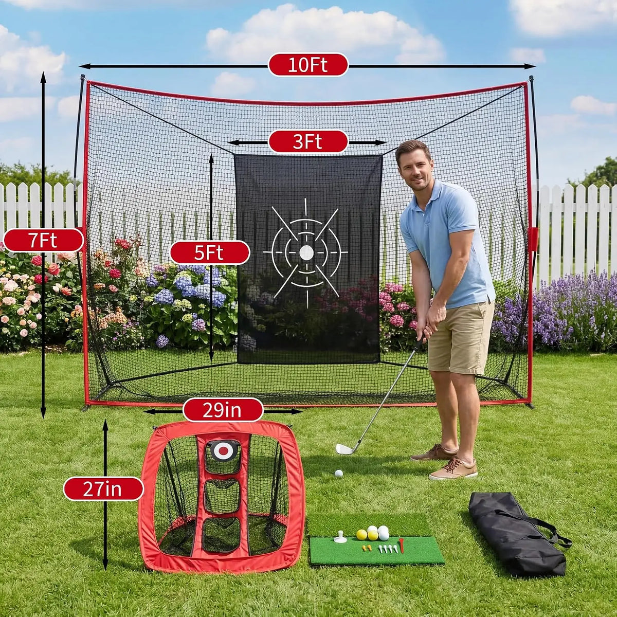 Tackleekii Foldable Golf Practice Net With Carry Bag