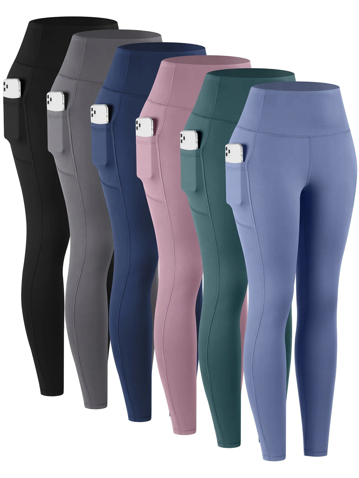 Women High Waist Cotton Modal Six Pockets Workout Yoga Leggings