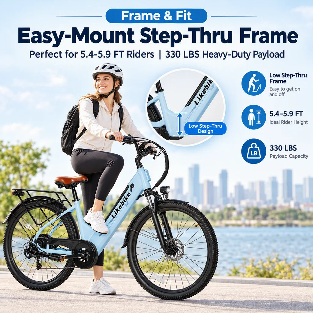 Adults Commuter Electric Bike With Removable Battery And Shimano Gears