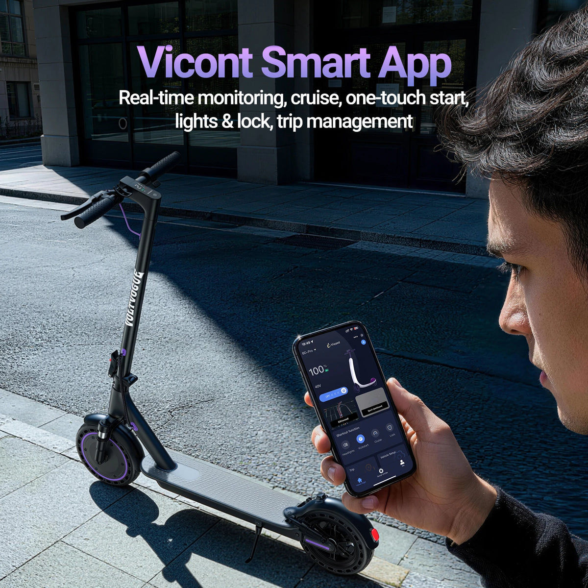 AOVOPRO 500W Adult Folding Scooter 22MPH Max Speed App Control
