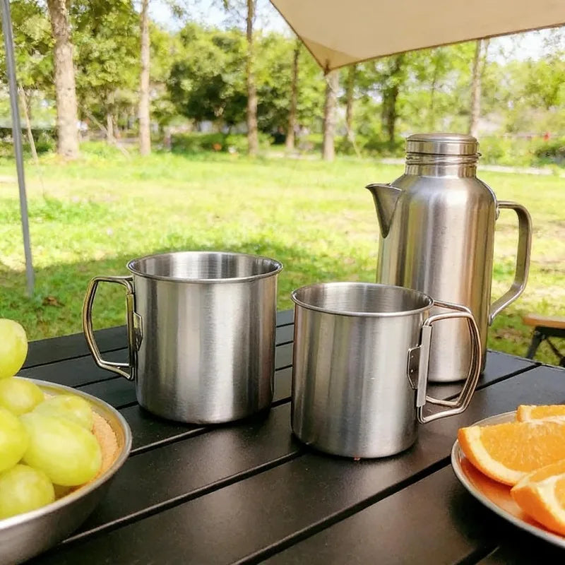 Reusable Double Walled Stainless Steel Camping Plates And Bowls Set